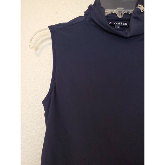 Movetes Sleeveless Top Mock Neck Zip On The Neck Size XS Navy Blue - Picture 4 of 12